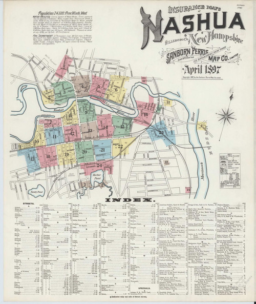 Nashua, New Hampshire 1897 - Old Map New Hampshire Fire Insurance Index