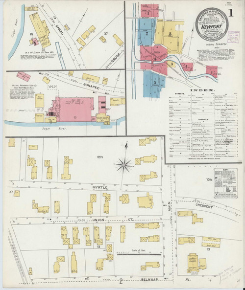 Newport, New Hampshire 1905 - Old Map New Hampshire Fire Insurance Index