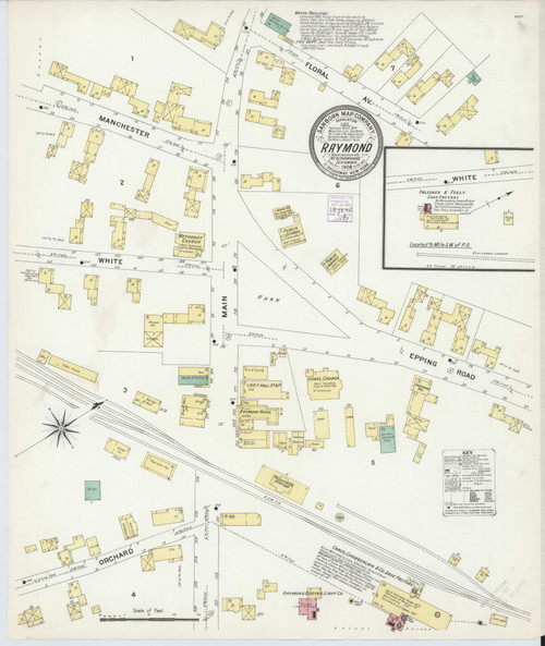 Raymond, New Hampshire 1908 - Old Map New Hampshire Fire Insurance Index