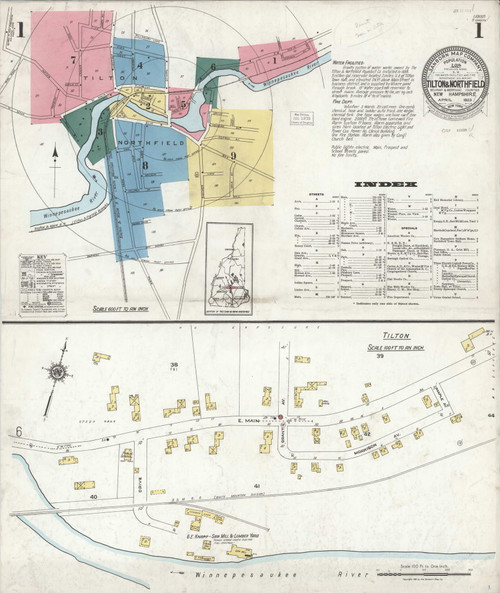 Tilton, New Hampshire 1923 - Old Map New Hampshire Fire Insurance Index