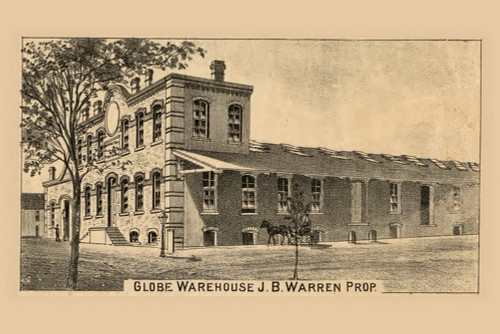 Globe Warehouse, North Carolina 1887 Old Town Map Custom Print - Durham Co
