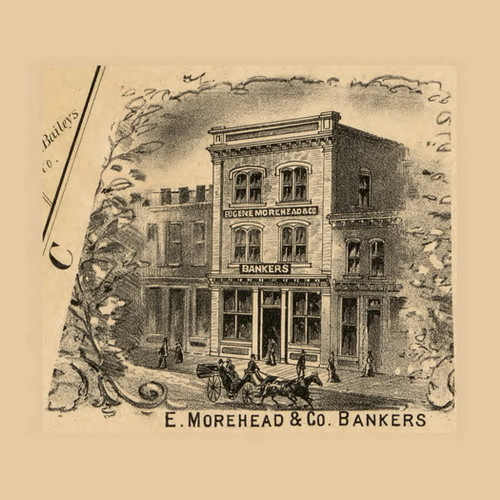 Morehead & Company Bankers, North Carolina 1887 Old Town Map Custom Print - Durham Co