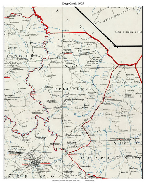Deep Creek Township, North Carolina 1905 Old Town Map Custom Print - Edgecombe Co