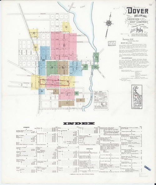 Dover, Delaware 1919 - Old Map Delaware Fire Insurance Index