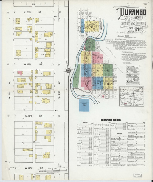 Durango, Colorado 1919 - Old Map Colorado Fire Insurance Index