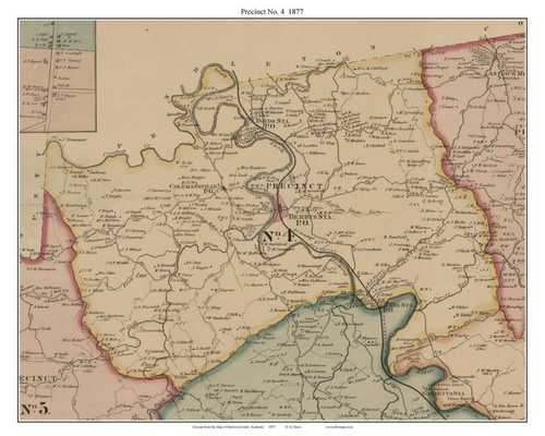 Precinct 4 (Berrys Station, Colemansville, Boyds Station) - Old Town Map Custom Print - Harrison Co., Kentucky 1877