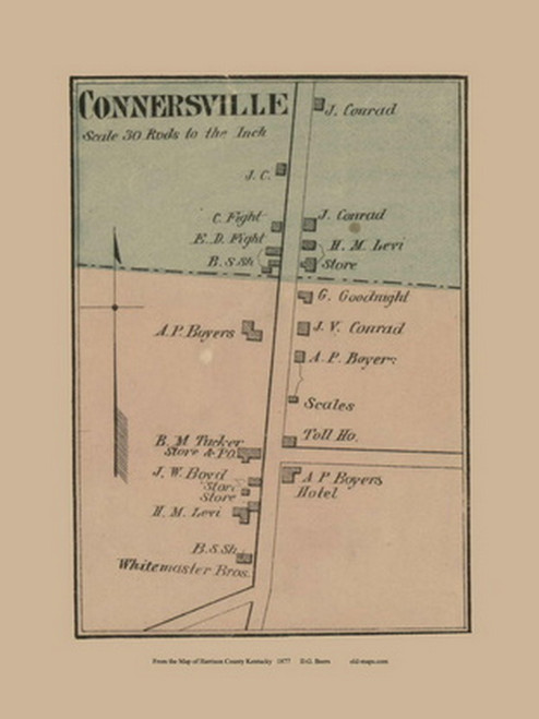Connersville Village (Precincts 6 & 7) - Old Town Map Custom Print - Harrison Co., Kentucky 1877