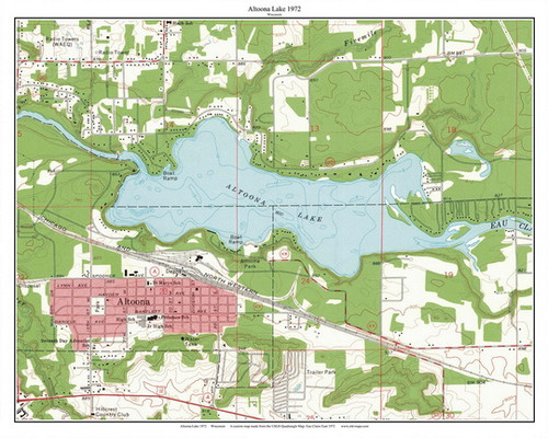 Altoona Lake 1972 - Custom USGS Old Topo Map - Wisconsin 5