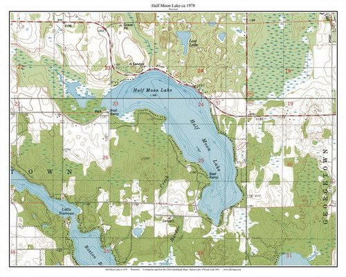 Half Moon Lake 1978 - Custom USGS Old Topo Map - Wisconsin 5