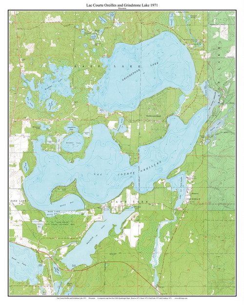 Lac Courte Oreilles 1971 - Custom USGS Old Topo Map - Wisconsin 6