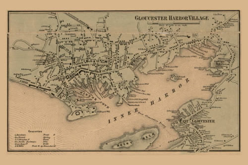 Harbor Village - Gloucester Massachusetts 1856 Old Town Map Custom Print - Essex Co.