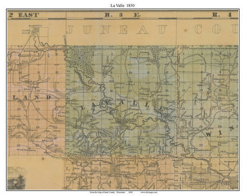 La Valle, Wisconsin 1850 Old Town Map Custom Print - Sauk Co.