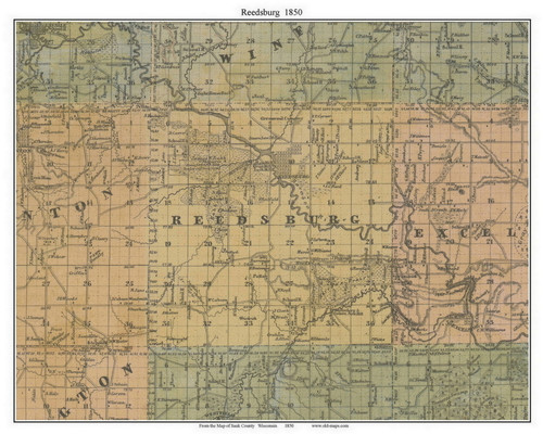 Reedsburg, Wisconsin 1850 Old Town Map Custom Print - Sauk Co.