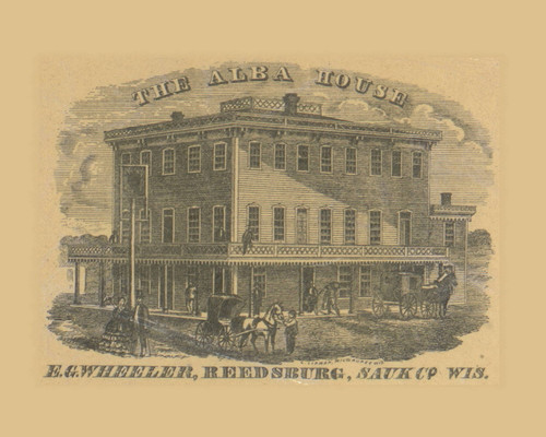 Alba House, Reedsburg, Wisconsin 1859 Old Town Map Custom Print - Sauk Co.