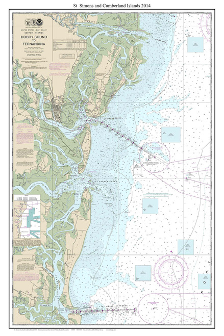 St Simons and Cumberland Islands 2014 - Georgia Carolina 80,000 Scale Custom Chart