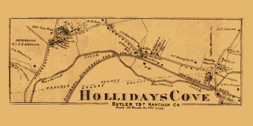Hollidays Cove, Butler, West Virginia 1871 Old Town Map Custom Print - Northern Panhandle - Hancock Co.