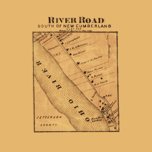 River Road South, Clay, West Virginia 1871 Old Town Map Custom Print - Northern Panhandle - Hancock Co.