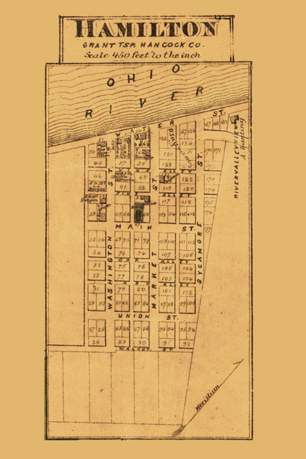 Hamilton, Grant, West Virginia 1871 Old Town Map Custom Print - Northern Panhandle - Hancock Co.