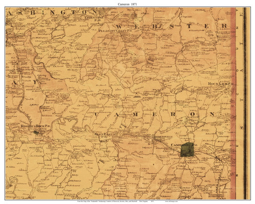 Cameron, West Virginia 1871 Old Town Map Custom Print - Northern Panhandle - Marshall Co.