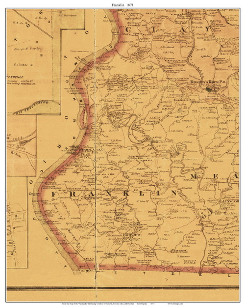 Franklin, West Virginia 1871 Old Town Map Custom Print - Northern Panhandle - Marshall Co.