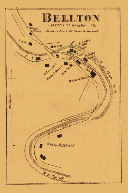 Bellton, Liberty, West Virginia 1871 Old Town Map Custom Print - Northern Panhandle - Marshall Co.