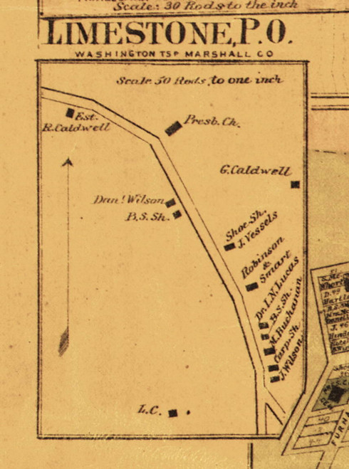 Limestone, Washington, West Virginia 1871 Old Town Map Custom Print - Northern Panhandle - Marshall Co.