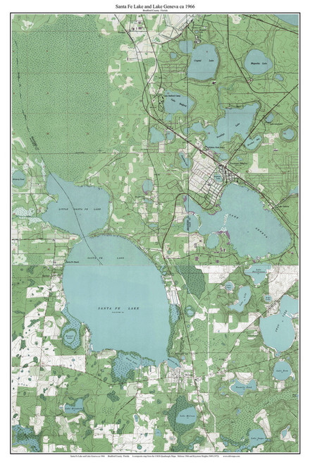 Santa Fe Lake 1966 - Custom USGS Old Topo Map - Florida