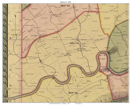 District 13 - Jefferson Co. West Virginia 1852 - Old Town Map Custom Print