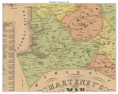 5th District - Piscataway, Maryland 1861 Old Town Map Custom Print - Prince George's Co.