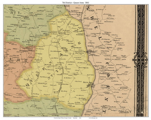 7th District - Queen Anne, Maryland 1861 Old Town Map Custom Print - Prince George's Co.