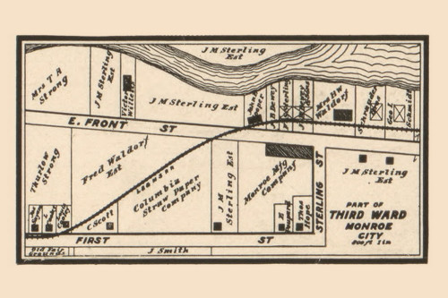 Partial Plan of Third Ward of Monroe, Michigan 1901 Old Town Map Custom Print - Monroe Co.