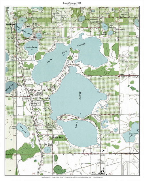 Lake Conway 1953 - Custom USGS Old Topo Map - Florida