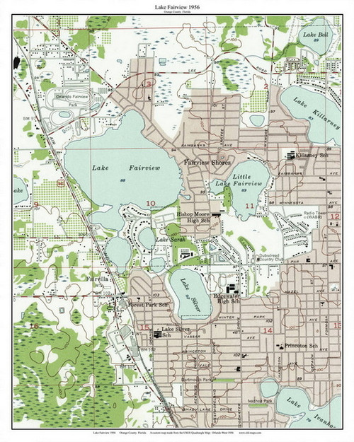 Lake Fairview 1956 - Custom USGS Old Topo Map - Florida