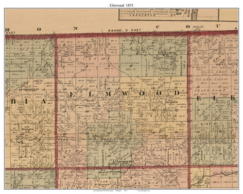 Elmwood, Michigan 1875 Old Town Map Custom Print - Tuscola Co