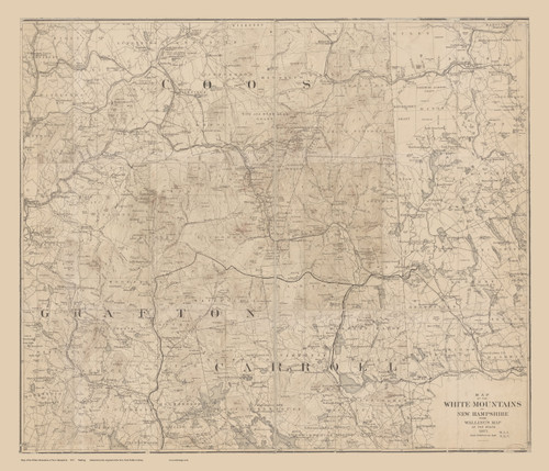 White Mountains 1877 - Walling NYPL - Old Map Custom Print New Hampshire Specials