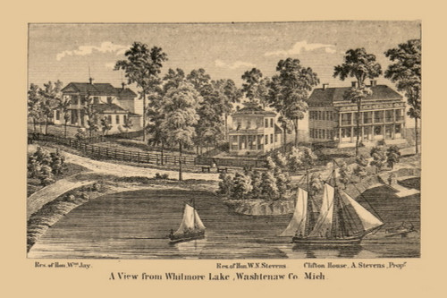 Whitmore Lake View, Washtenaw County, Michigan 1864 Old Town Map Custom Print - Washtenaw Co