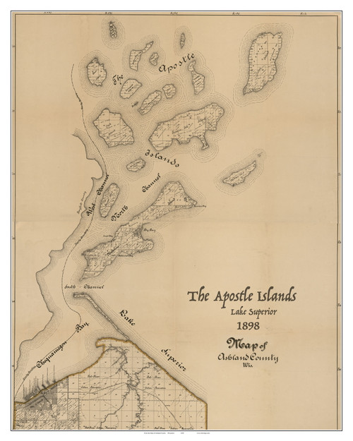Apostle Islands, Wisconsin 1898 Old Town Map Custom Print - Ashland Co