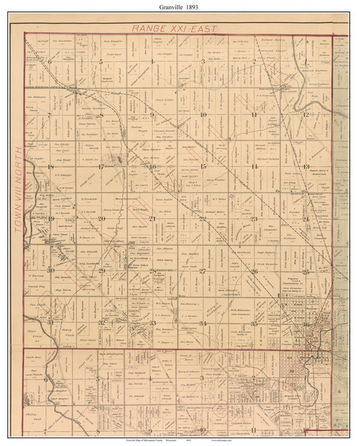 Granville, Wisconsin 1893 Old Town Map Custom Print - Milwaukee Co