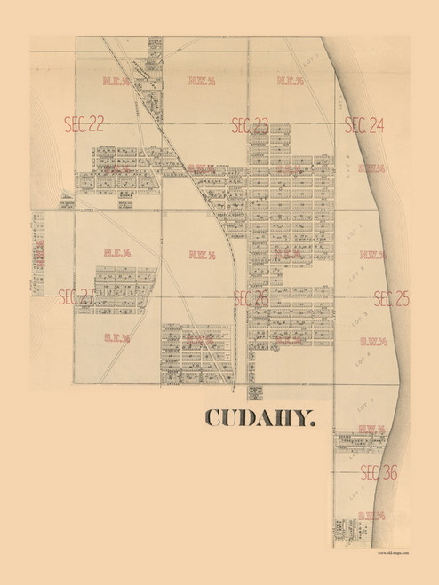 Cudahy Village, Lake, Wisconsin 1893 Old Town Map Custom Print - Milwaukee Co