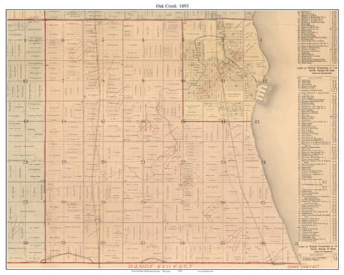 Oak Creek, Wisconsin 1893 Old Town Map Custom Print - Milwaukee Co