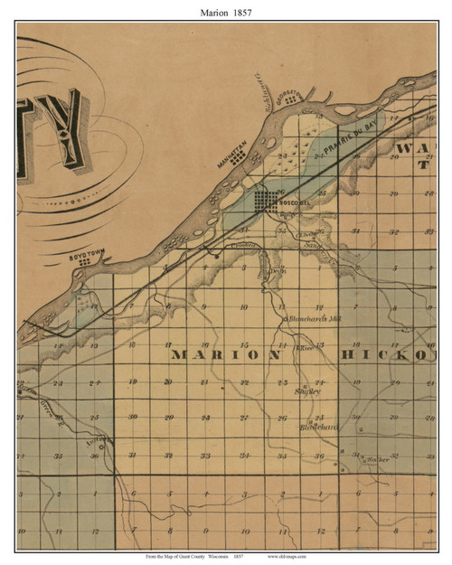 Marion, Wisconsin 1857 Old Town Map Custom Print - Grant Co