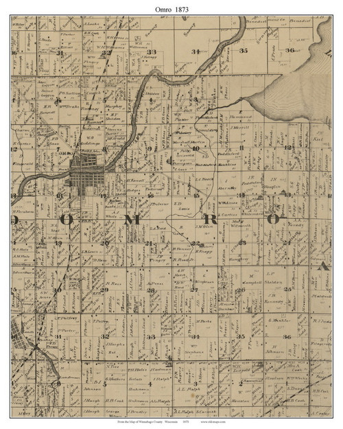 Omro, Wisconsin 1873 Old Town Map Custom Print - Winnebago Co