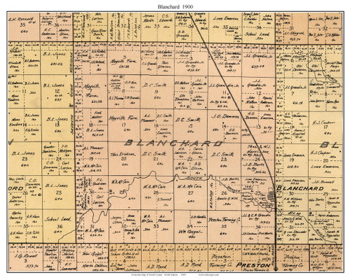 Blanchard, North Dakota 1900 Old Town Map Custom Print - Traill Co
