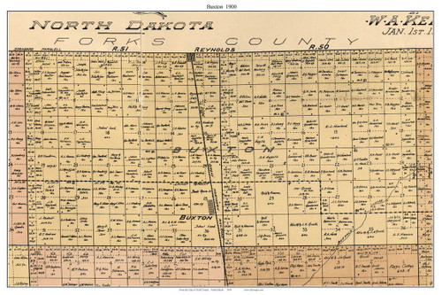 Buxton, North Dakota 1900 Old Town Map Custom Print - Traill Co