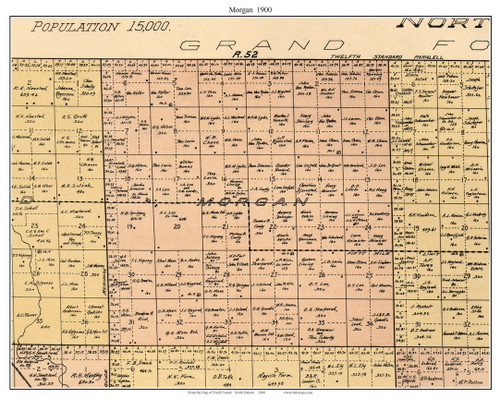 Morgan, North Dakota 1900 Old Town Map Custom Print - Traill Co