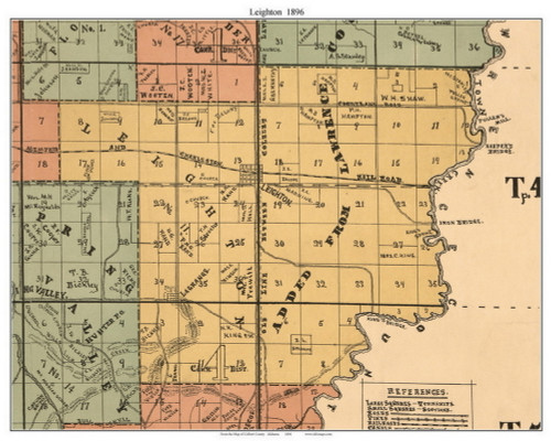 Leighton, Alabama 1896 Old Town Map Custom Print - Colbert Co