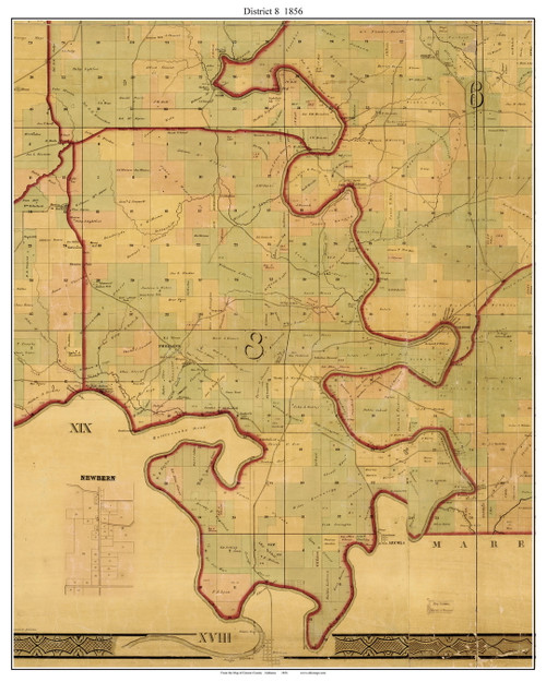 District 8, Alabama 1856 Old Town Map Custom Print - Greene Co