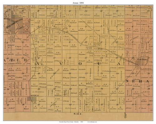 Avoca, Nebraska 1894 Old Town Map Custom Print - Cass Co