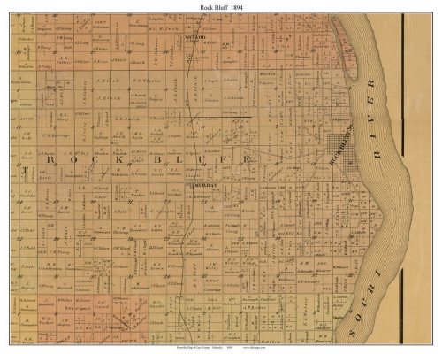 Rock Bluff, Nebraska 1894 Old Town Map Custom Print - Cass Co