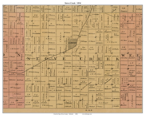 Stove Creek, Nebraska 1894 Old Town Map Custom Print - Cass Co